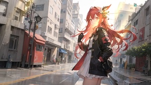 阳光街道唯美女孩