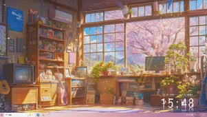 樱花树木房屋桌面主题