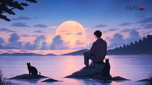 夕阳下的海