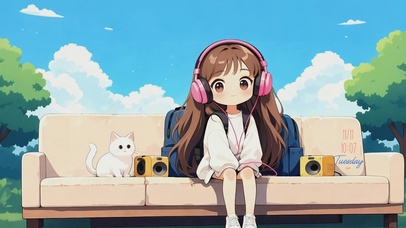 少女与白猫的悠闲