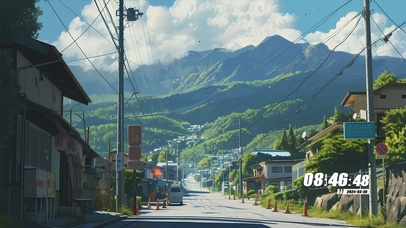 护眼蓝天白云山川街道