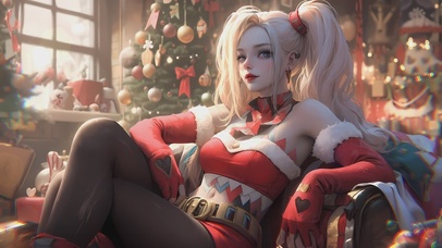 4K圣诞节可爱美女