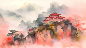 唯美森林寺庙
