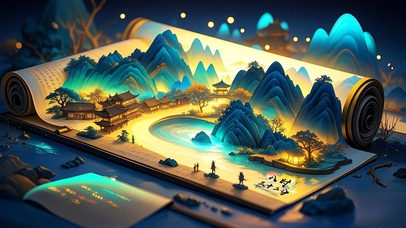 金辉祥瑞烟波山水图