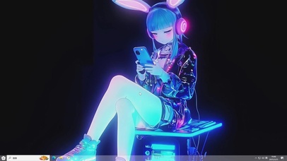 梦幻耳机少女-桌面主题