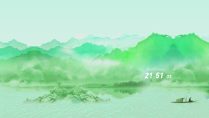 嫩绿青山红日