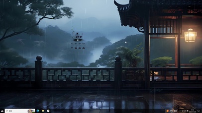 4K烟雨楼台主题