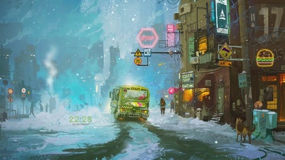 4K唯美治愈动漫城市街道