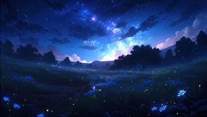 4K唯美治愈梦幻星空田野