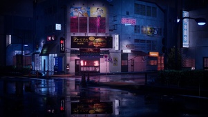 4k 治愈夜晚雨天街道