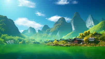 唯美护眼绿色大山