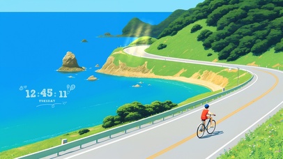 插画沿海公路