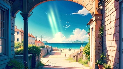 夏日通往大海的小巷