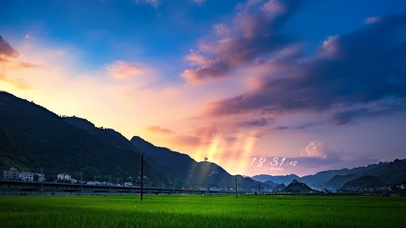 4k 治愈唯美田园风光夕阳