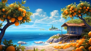 鸟语花香海边