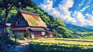 盛夏田野小屋 