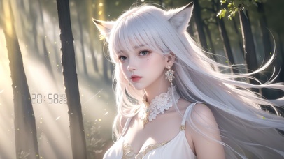 唯美白发狐耳少女