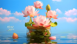 蓝天下的莲花
