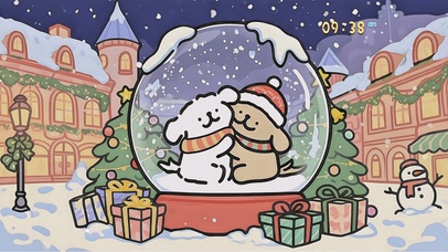 水晶球里的线条小狗