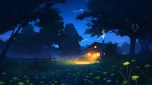 谧静夏夜小屋
