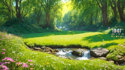 治愈护眼清新森林溪流