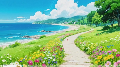 蓝海与繁花的私语-桌面主题