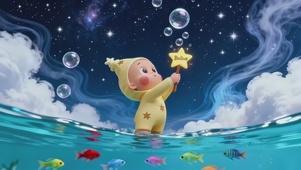 可爱治愈许愿星桌面