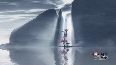 古风水墨湖心亭