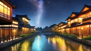 星空下的古镇