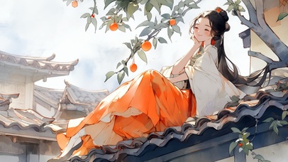 清新 国风屋檐少女