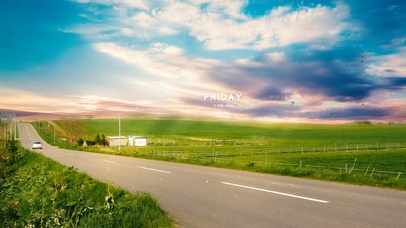 治愈黄昏草原的公路