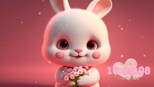 可爱粉色花朵兔兔