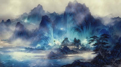 沧波映夜山灵境