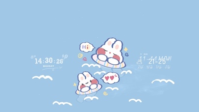 游泳小兔子 简约可爱壁纸 