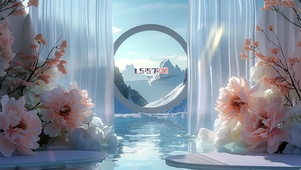 山水鲜花水帘