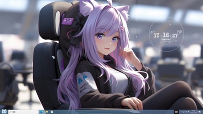 二次元紫发虎牙电竞喵娘