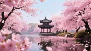 樱花仙境-亭畔春景