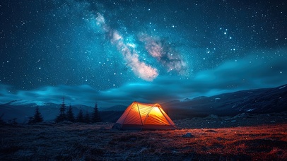 纯净星空下的露营帐篷