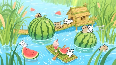 水面西瓜线条狗