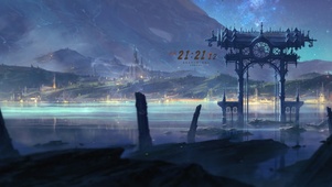 4k 治愈夜色湖中石轮之门