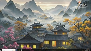 山川间的古风楼宇
