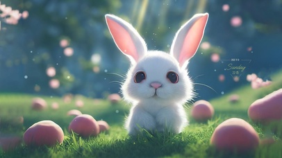 唯美可爱草地小萌兔