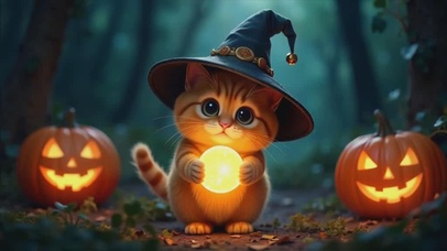 可爱呆萌魔法猫咪