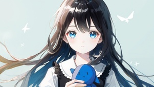 抱玩偶的小女孩
