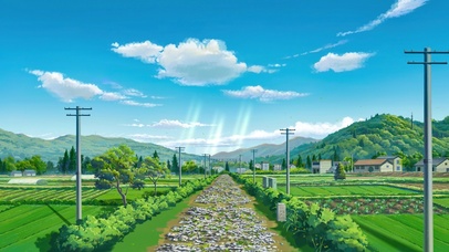 4K唯美治愈夏日动漫村庄