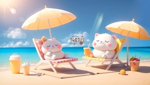 夏日沙滩猫咪