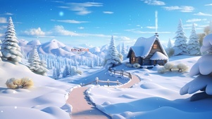 4K唯美雪景森林