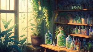 荧光温馨绿植小屋