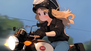 迎着晚风骑行	