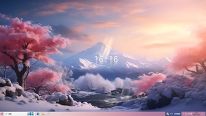 唯美樱花雪山